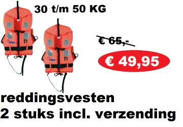 AANBIEDING 2X Reddingsvest model "Regatta Soft", Oranje 30 t/m 50 KG.