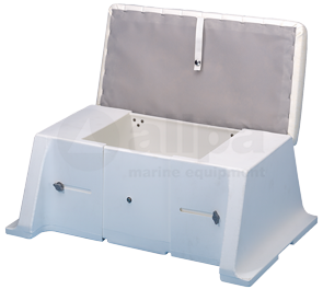 In breedte verstelbare polyethyleen zitbank met Kussen.